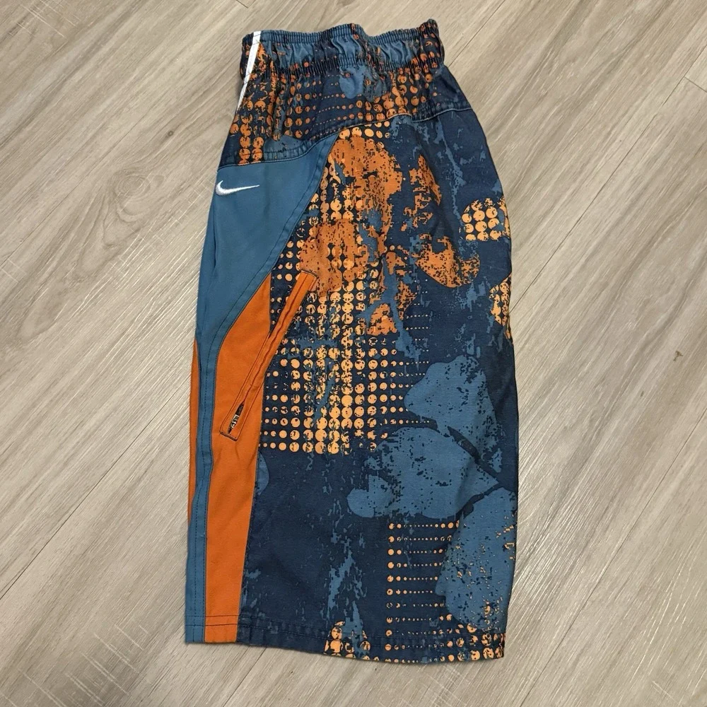 Vintage Nike Swim Trunks Shorts Mens M  Blue Multicolor Y2K Lined Hawaiian Print